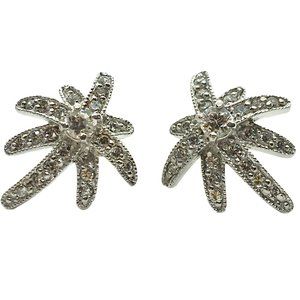 Starburst Earrings Sterling Silver w/ Pave Cz